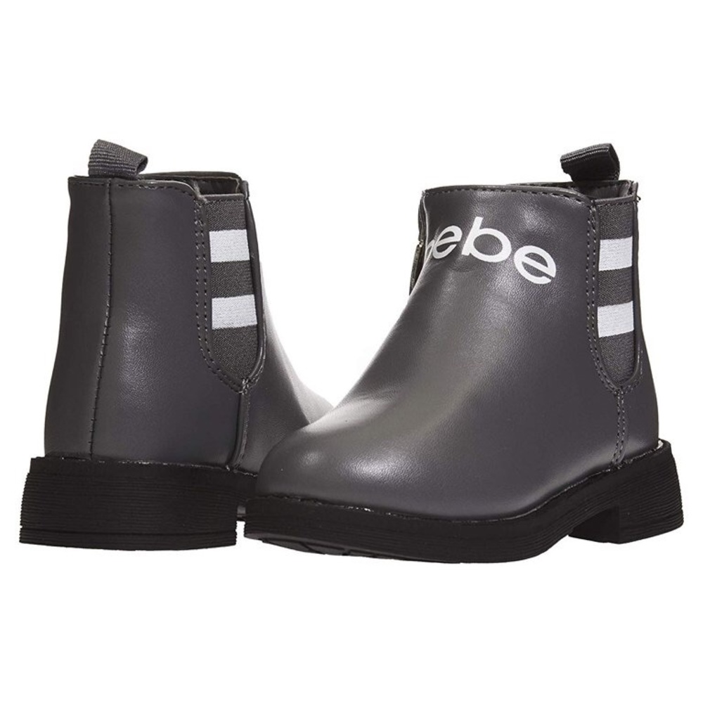 BEBE TODDLER‎ GIRLS GREY STRIPED ANKLE BOOTS